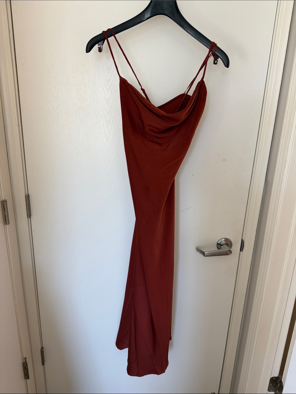 Astr Cowl Neck Maxi Dress in Rust Brown